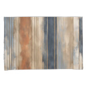 Verbrande Oranje Navy Dusty Blue Distressed Stripe Kussensloop (Voorkant-Rechts)