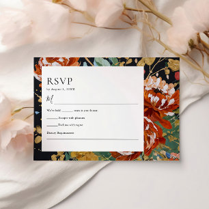Verbrande Oranje pioenen Bloemengoud Schilderij Hu RSVP Kaartje