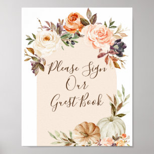 Verbrande oranje Pompoenen Bloemstuk Gelieve Onze Poster