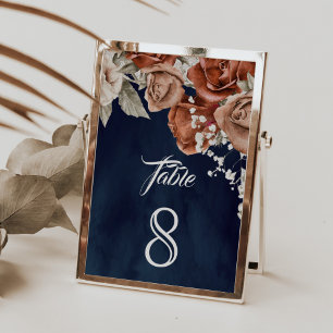 Verbrande Oranje Rozen Terracotta Bloemen Navy Bru Kaart