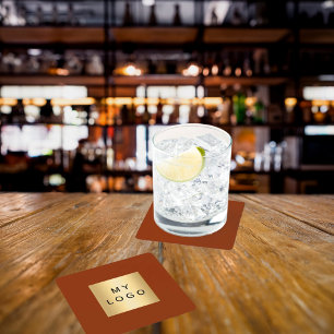 Verbrande oranje terracotta business logo vierkante kartonnen onderzetter