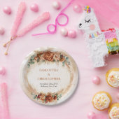 Verbrande oranje terracotta en groenblijvende gebl papieren bordje (Feest)