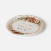 Verbrande oranje terracotta en groenblijvende gebl papieren bordje (Gekanteld)