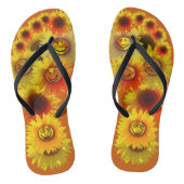 verbrande Oranje Unisex Zonnebloem Teenslippers (Voetbed)