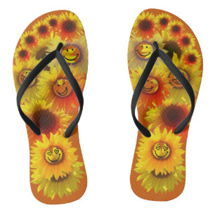 verbrande Oranje Unisex Zonnebloem Teenslippers