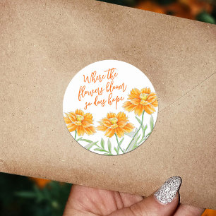 Verbrande oranje waterverf kosmos bloesem hoop quo ronde sticker