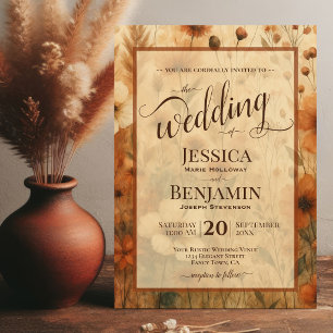 Verbrande Sienna Boho Bloemrijke Stijlvolle Script Kaart