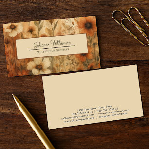 Verbrande Sienna Boho Chic Waterverf Bloemen  Visitekaartje