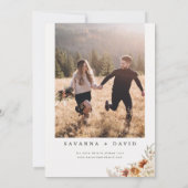 Verbrande Sinaasappel Boho Floral Pampas bruiloft  Kaart (Achterkant)