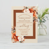 Verbrande Sinaasappel en Rust Bloemen met QR code Kaart (Staand voorkant)