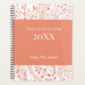 Verbrande Sinaasappel en Witte Bloemen Custom Plan Planner (Voorkant)