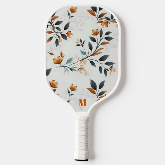 Verbrande Sinaasappel en witte veldbloem Monogram Pickleball Paddle (Achterkant)