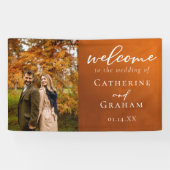 Verbrande Sinaasappel Paar Foto Herfst Bruiloft We Spandoek (Horizontaal)