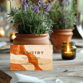 Verbrande sinaasappel retro bruiloft douche Gift R Informatiekaartje