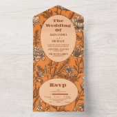 Verbrande Sinaasappel Wildflower bruiloft All In One Uitnodiging (Binnen)