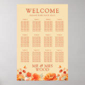 Verbrande Sinaasappels Bloemen Fall Wedding Zittin Poster (Voorkant)