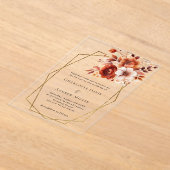 Verbrande sinaasappels bloemen goud geometrische h acryl uitnodigingen (Laagn)