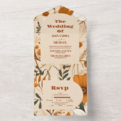 Verbrande Sinaasappels Waterverf Wildbloemen Bruil All In One Uitnodiging (Binnen)