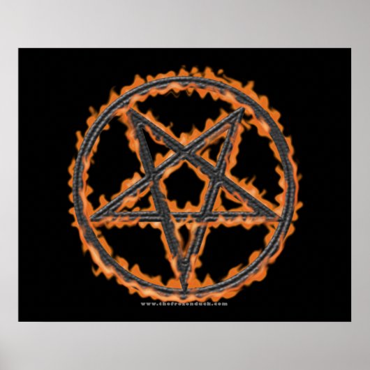 Verbrandend omgekeerd pentagram poster (Voorkant)