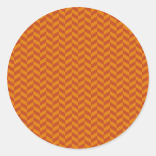Verbrandend Oranje Chevron Zig Zag Stripes Patroon Ronde Sticker