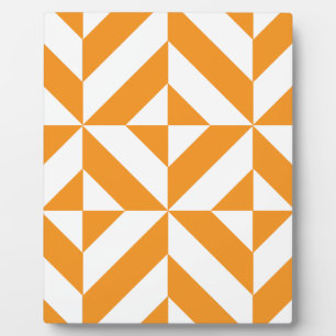 Verbrandend Oranje geometrisch decoderingspatroon Fotoplaat