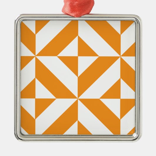 Verbrandend Oranje geometrisch decoderingspatroon Metalen Ornament (Voorkant)