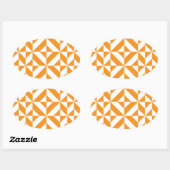 Verbrandend Oranje geometrisch decoderingspatroon Ovale Sticker (Vel)