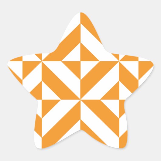 Verbrandend Oranje geometrisch decoderingspatroon Ster Sticker (Voorkant)