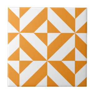 Verbrandend Oranje geometrisch decoderingspatroon Tegeltje