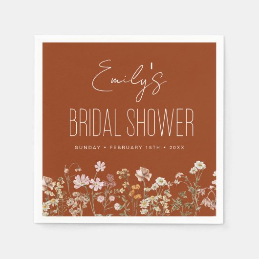 Verbrandend Oranje Wildflower Boho Vrijgezellenfee Servet (Voorkant)