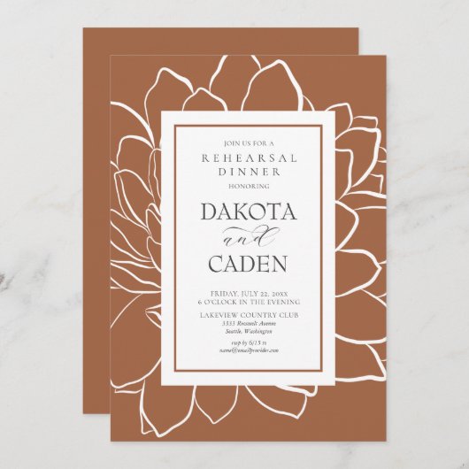 Verbrandend Sinaasappel Succulent Wedding Rehearsa Kaart (Voorkant / Achterkant)