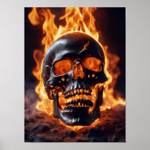 Verbrandende schedel poster