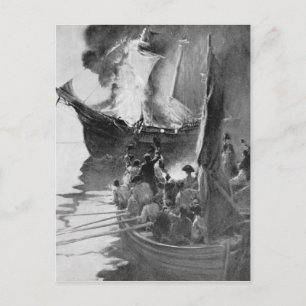 Verbranding van de gaspee briefkaart
