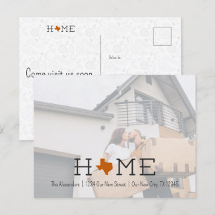 Verbranding van Oranje HOME Texas Moving Announcem Briefkaart