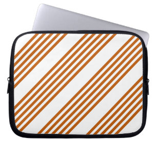 Verbrandt oranje en wit vijf streepjespatroon laptop sleeve