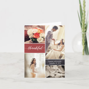Verbrandt Oranje Thankful Script Custom Photo Wedd Bedankkaart