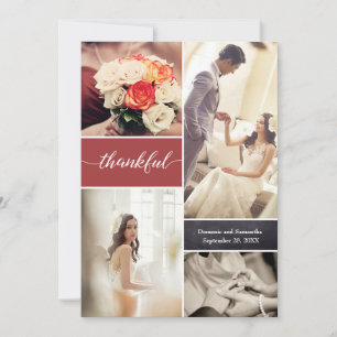 Verbrandt Oranje Thankful Script Custom Photo Wedd Bedankkaart