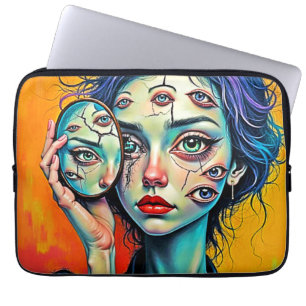 verbrijzelde zelfreflectie-kunst laptop sleeve