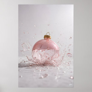 Verbrijzelende Kerstbal Kikkersperspectief Poster