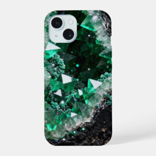 Verbrokkelde Smaragd Geode Hart iPhone 15 Hoesje