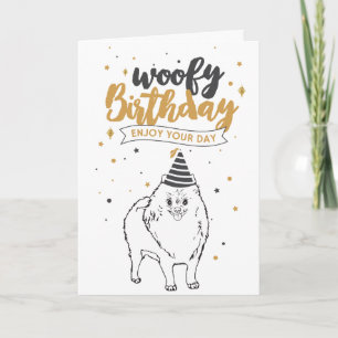 Verbruik Birthday Pomeranian Cute Puppy Sketch Cut Kaart