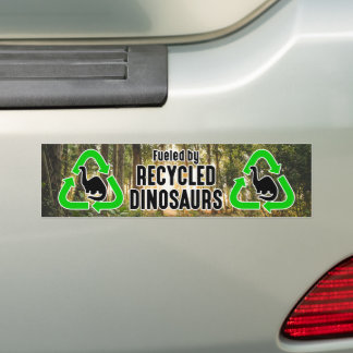 Verbruikt door gerecycleerde dinosaurussen bumpersticker