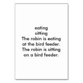Verbs Manger assis Robin Oiseau Lecture Cartes mém (Dos)