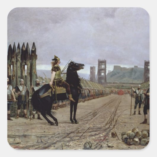 Vercingetorix voor Caesar, 52 v.v., 1886 Vierkante Sticker (Voorkant)