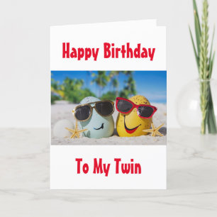 VERDAG BIRTHDAY BEACH STIJL OP MIJN "TWIN"-KAART KAART