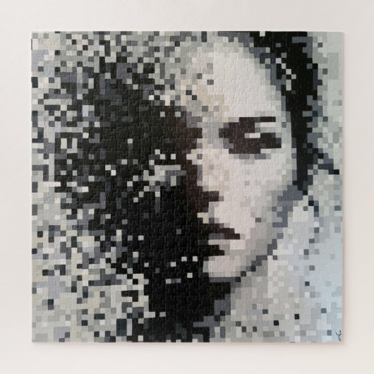 Verdamping Zwart-wit Pixel Art Portret Legpuzzel (Verticaal)