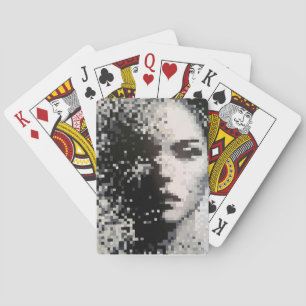 Verdamping Zwart-wit Pixel Art Portret Pokerkaarten