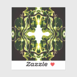 Verdant Abstract Green Gold Black White Fluid Art Sticker