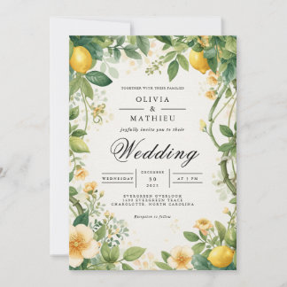 Verdant Citrus Bloom Wedding Kaart