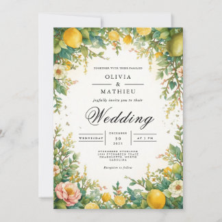 Verdant Citrus Blossom Arch Wedding Kaart